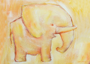 Carte nature, vacances, paysages et animaux Une peinture d`éléphant